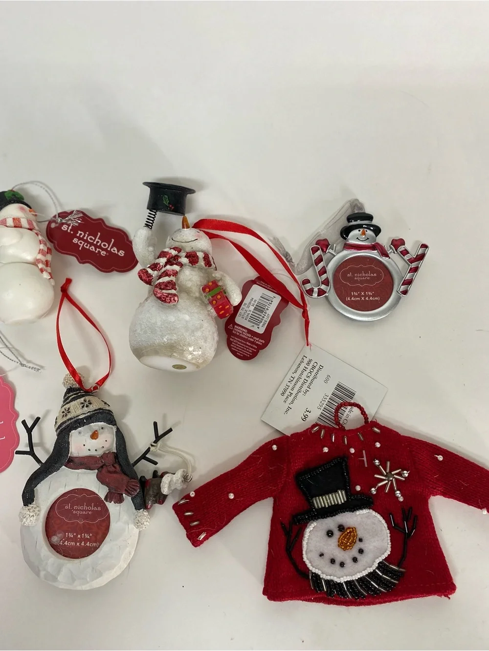 St. Nicholas Square Cracker Barrel Multicolor Snowman Ornament Lot of 8 Holiday